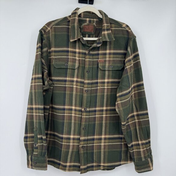 Orvis  Mens Big Bear Heavy Weight Plaid Flannel Shirt Jacket Size Large pockets - Picture 1 of 9